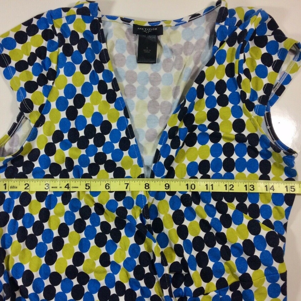 Polka Dot, Blue Green, Full Wrap Dress, Tie Waist - Picture 6 of 8